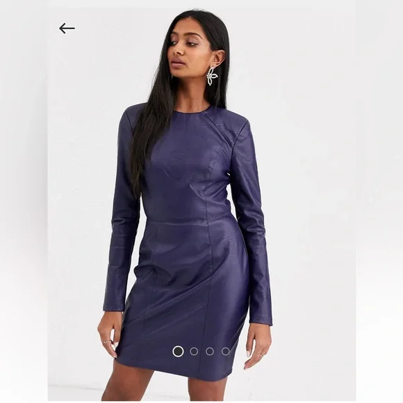 chinese dress ladies Miss Selfridge faux leather long sleeve corset dress with puff sleeve – ASOS  Sample Sale main image 0